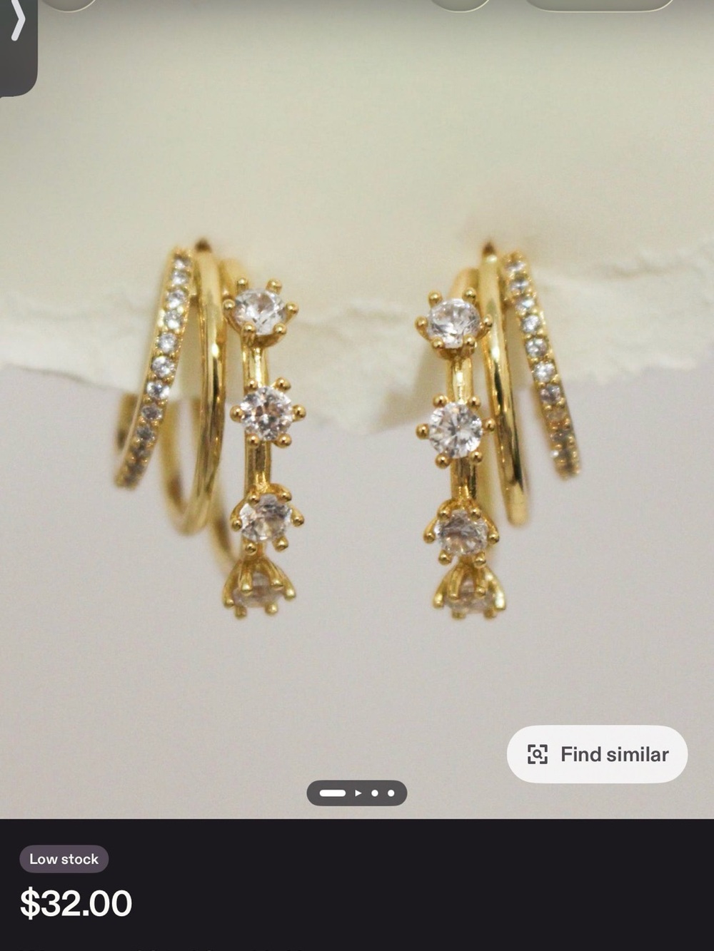 Gold Cubic Zirconia Hoop & Drop Earrings - Sparkling Gold Women’s Jewelry